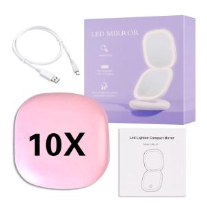 Lighteme Mini LED 10x Magnifying Cosmetic Mirror with different light settings. USB chargeable