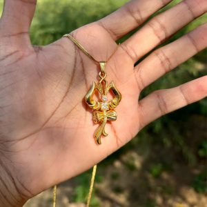 Trishul Om & Damru Pendant With Chain